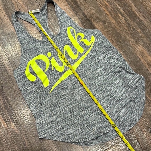 PINK Victoria’s Secret Racerback Tank Top | Neon Logo | Gray | Size Small - Picture 6 of 6